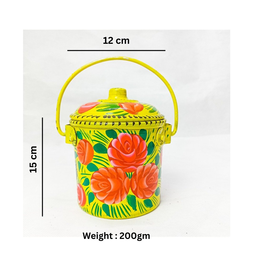 Hand painted traditional bucket (Size : 15cmx12cm) , pakistani truck art bucket , beautiful multi colours ,amazing item for gifting , best for home decoration - Image 2