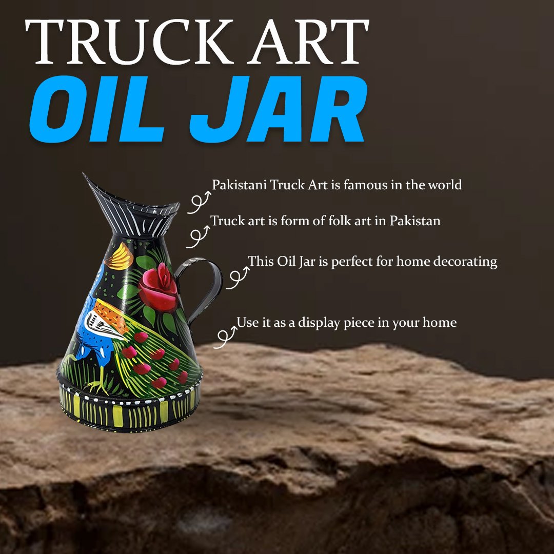 Truck Art Oil Jar (Height-16cm/Capacity 500 ml) - Image 2