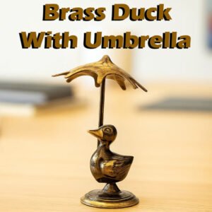 Brass Duck With Umbrella (Size:15 cm)