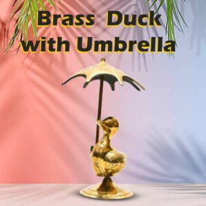 Brass Golden Duck With Umbrella (Size:15 cm)