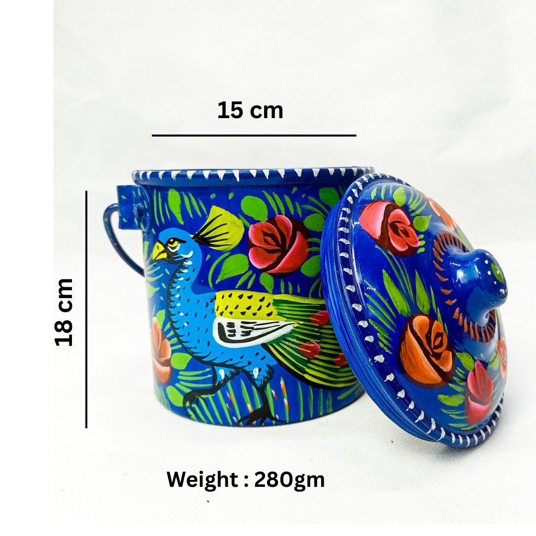 Bucket with Floral Truck Art (Size : 18cmx15cm)– Traditional Pakistani Decorative Craft for Home Styling, Small Item Storage , best gift for truck art lover , multi colour bucket - Image 2