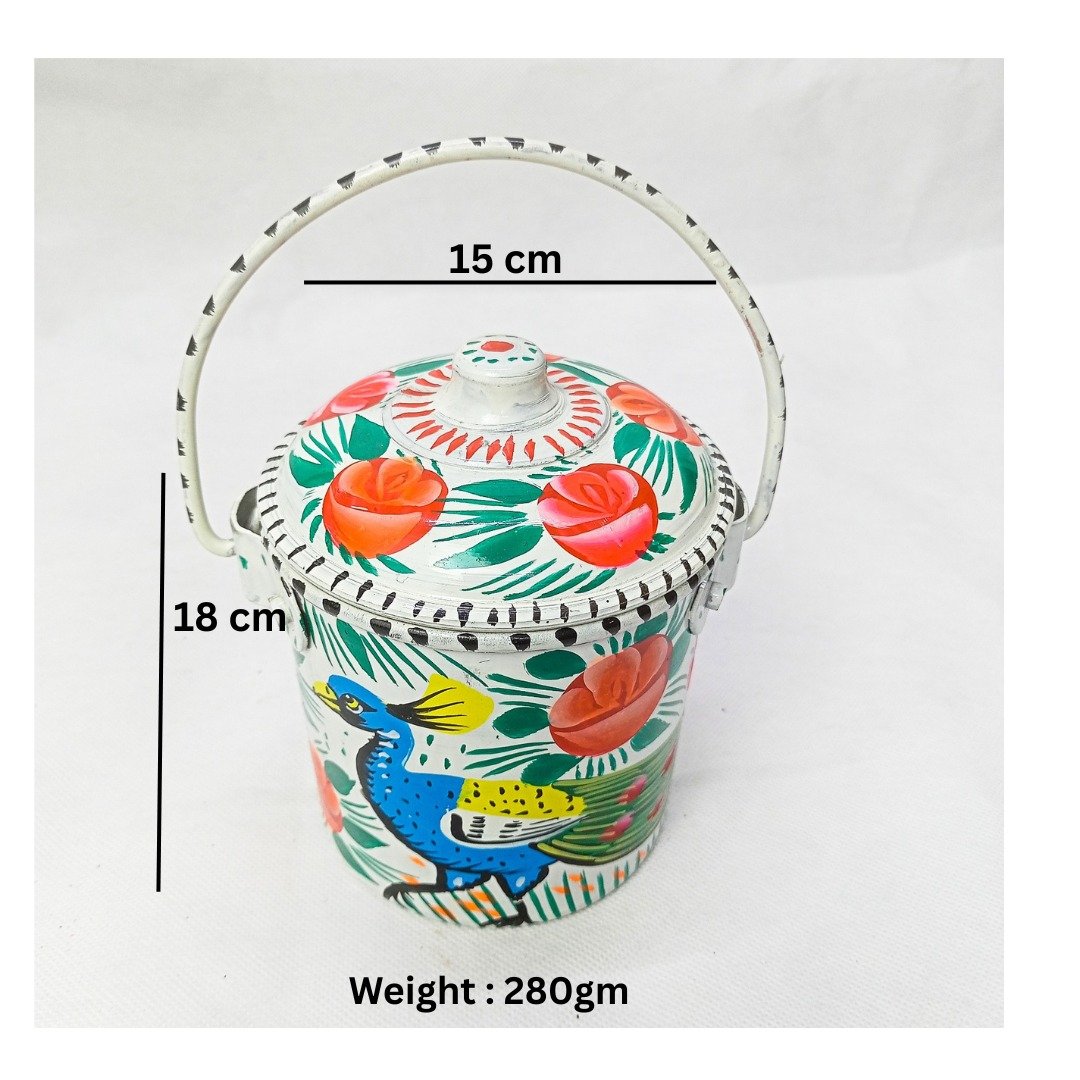 Handcrafted Decorative Pail (Size : 18cmx15cm) – Cultural Pakistani Artwork for Storage, Display and Special gifts ,beautiful handcraft best gift for art lover - Image 2