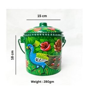 Beautiful truck art bucket(Size : 18cmx15cm) green metal bucket , pakistani traditional design , best gift for decoration lover