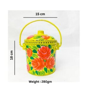 Pakistani traditional Art Yellow colour bucket(Size : 18cmx15cm) – Unique Hand-Decorated Container for Creative Home Styling , best gift for bestie