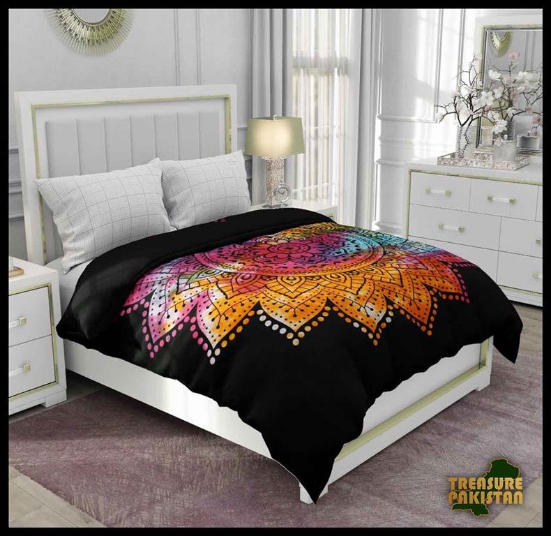 Block Print Bed Sheet (Size:W-215 X H-220)cm - Image 3