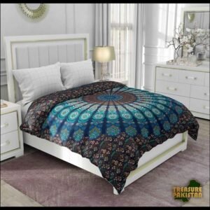 Block Print Bed Sheet (Size:W-215 X H-220)cm