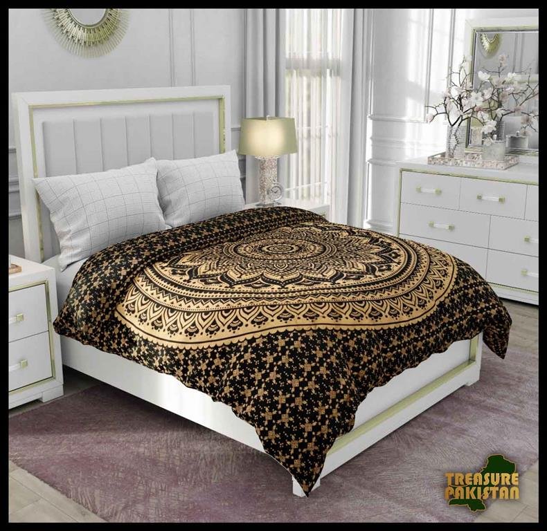 Block Print Bed Sheet (Size:W-215 X H-220)cm - Image 3