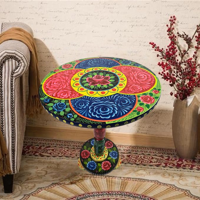 Truck Art Wooden Table (D-40 cm | H:50 cm) - Image 3