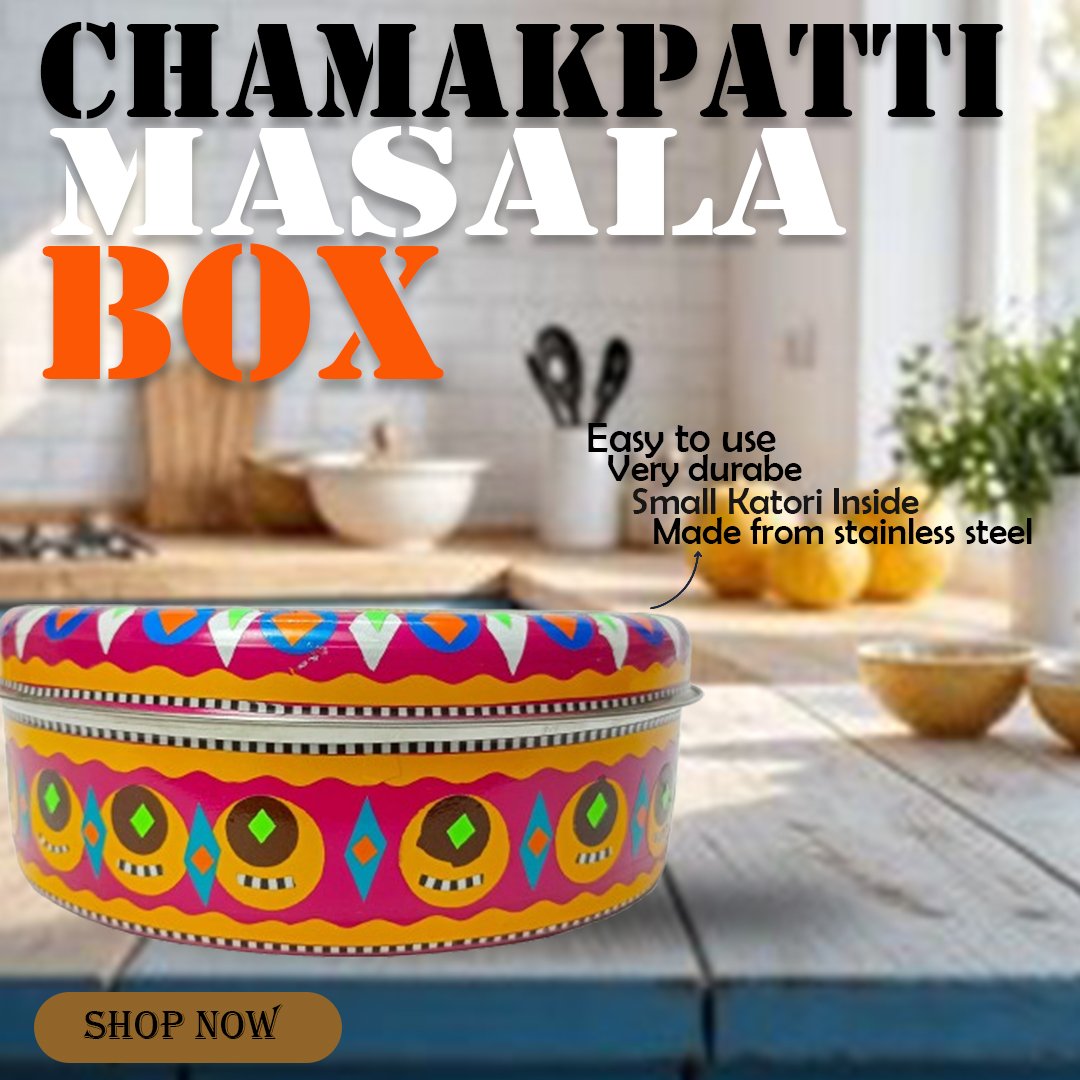 Chamakpatti Masala Box 7pcs Set (Size-H:8cm,D:23cm) - Image 2