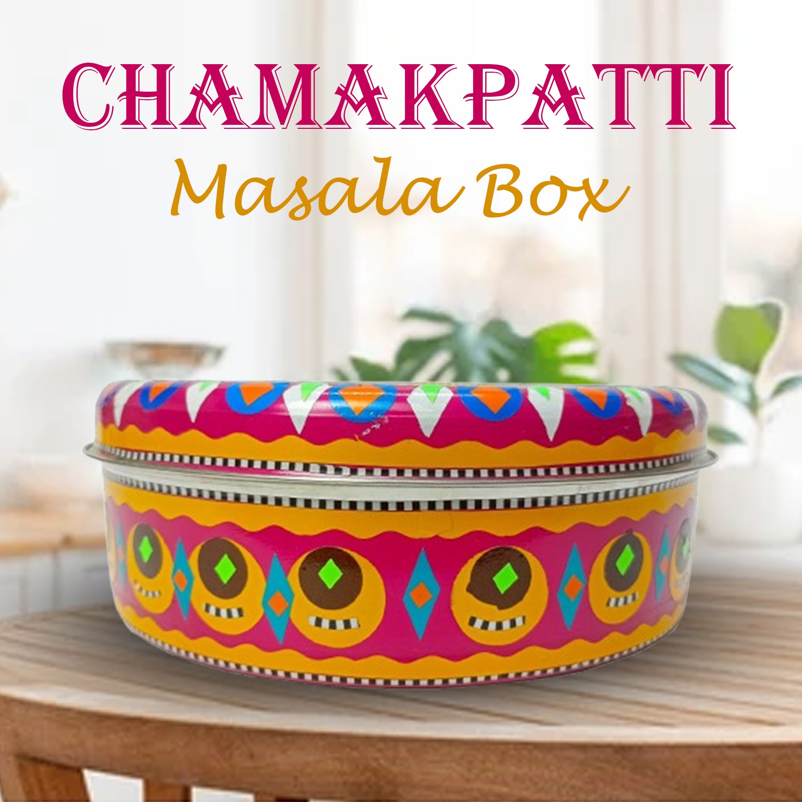 Front view of Handmade Chamakpatti Masala Box