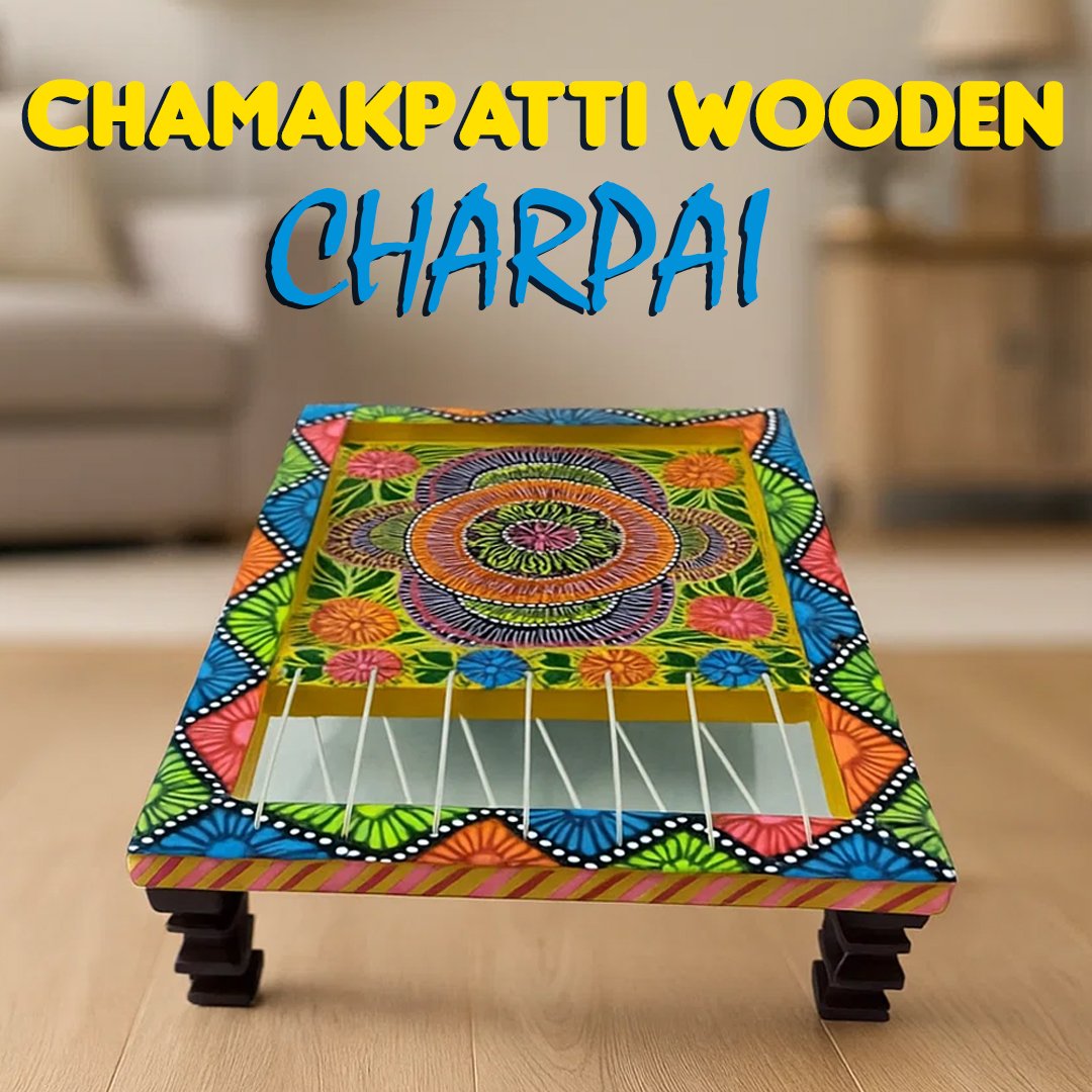 Front view of Wooden Chaarpai Bundi Work