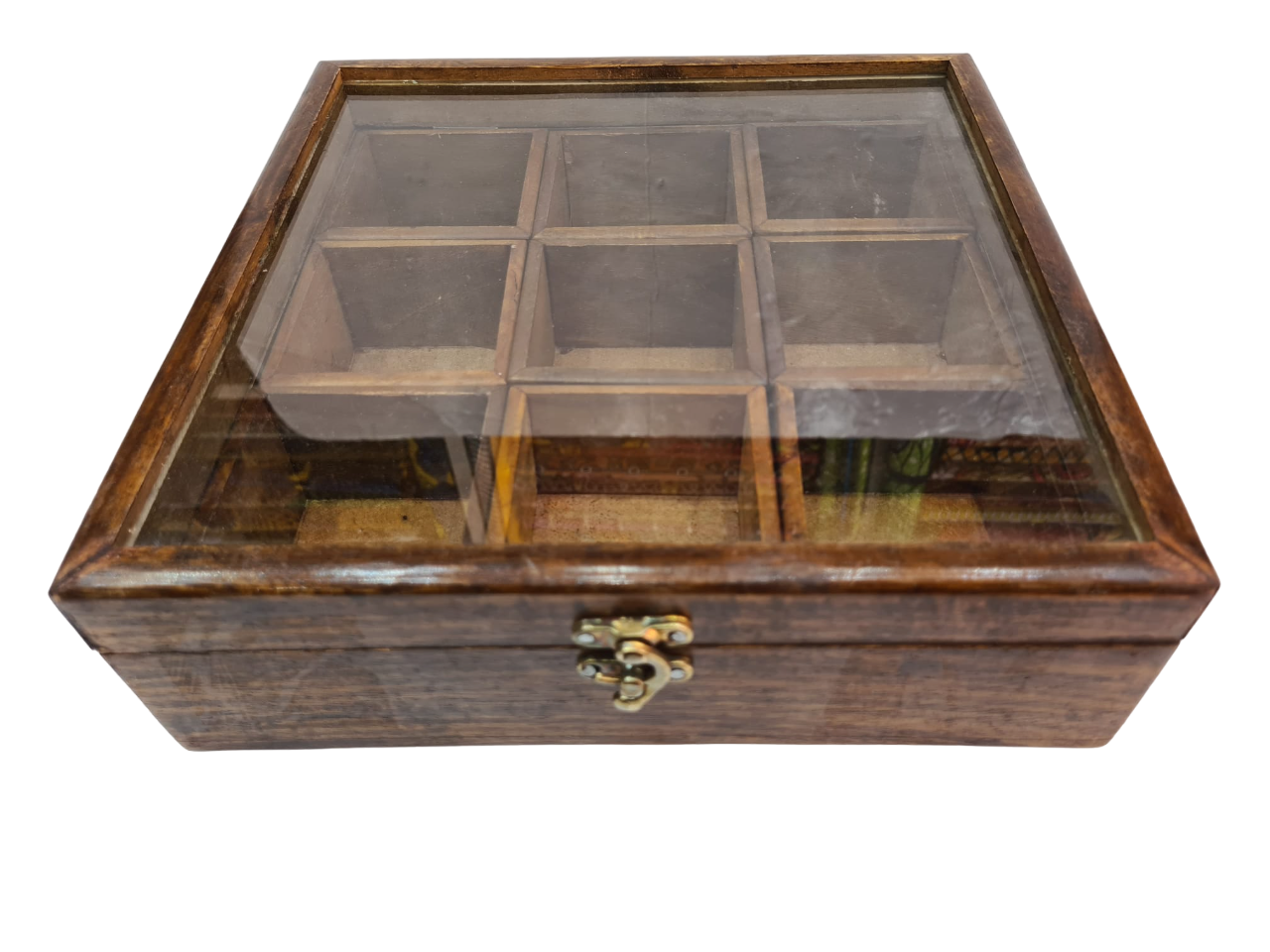 Handcrafted Wooden Masala Box with Glass Lid - Image 7