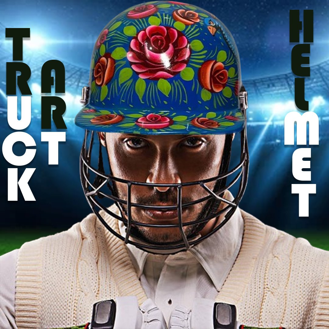 Pakistani Truck Art Cricket Helmet – Hand-Painted Traditional Helmet for Home Decor & Gifts - Image 2