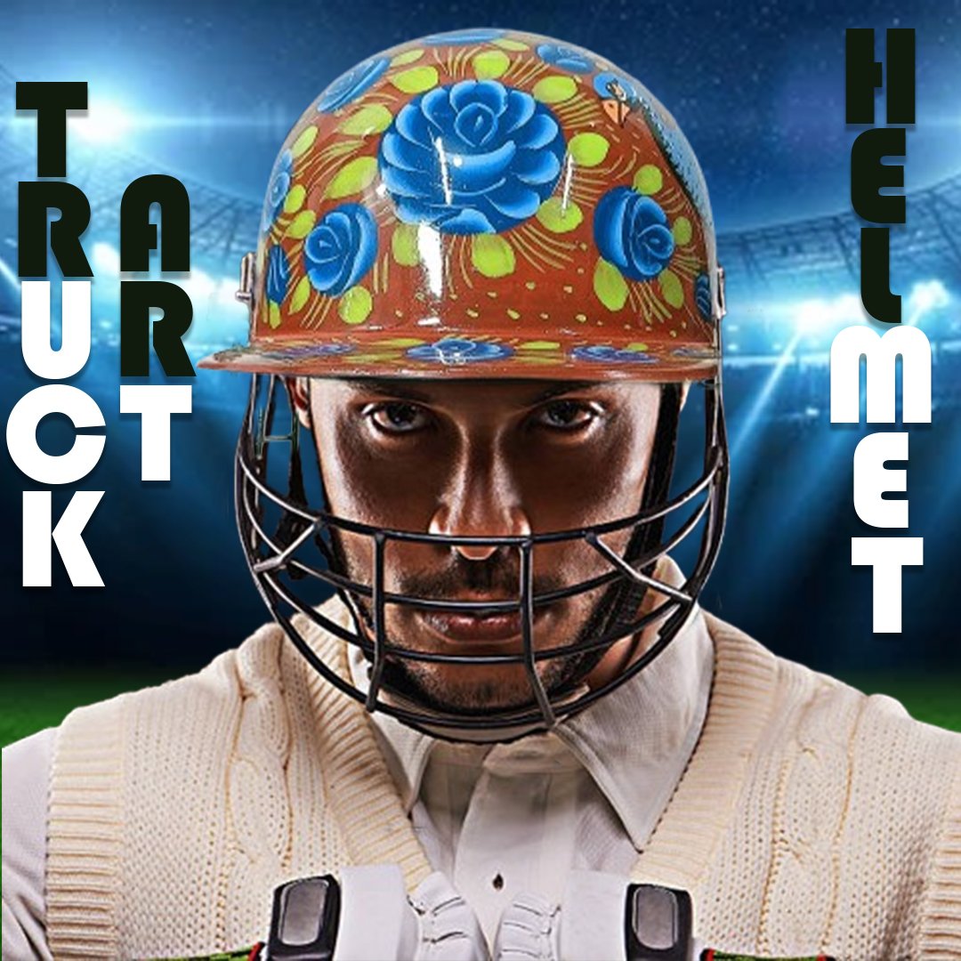 Pakistani Truck Art Cricket Helmet – Hand-Painted Traditional Helmet for Home Decor & Gifts - Image 2