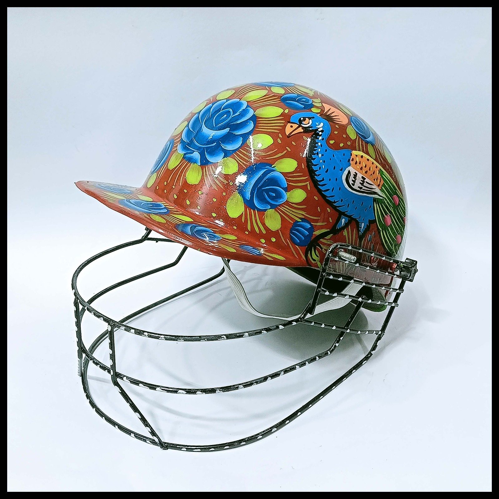 Pakistani Truck Art Cricket Helmet – Hand-Painted Traditional Helmet for Home Decor & Gifts - Image 6