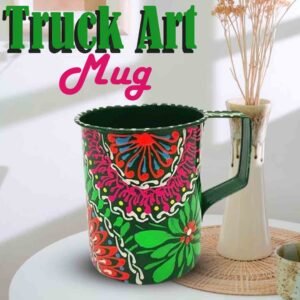 Vibrant Hand-Painted Truck Art Mug – Traditional Pakistani Bundi Work Design – Unique Artisan Gift