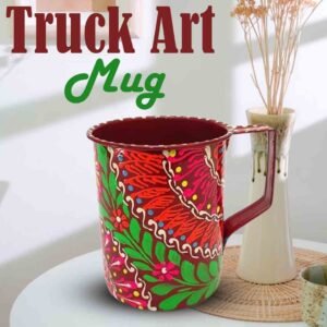 Vibrant Hand-Painted Truck Art Mug – Traditional Pakistani Bundi Work Design – Unique Artisan Gift
