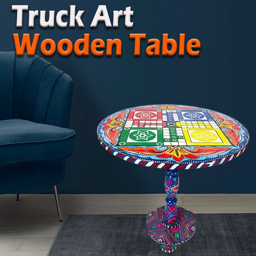 Truck Art Wooden Table (D-45.72 cm | H:53.34 cm) - Image 2