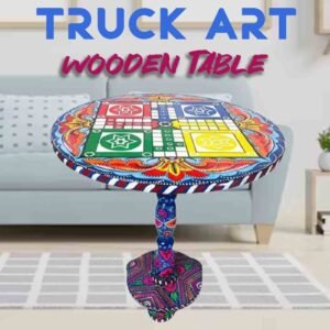 Truck Art Wooden Table (D-45.72 cm | H:53.34 cm)