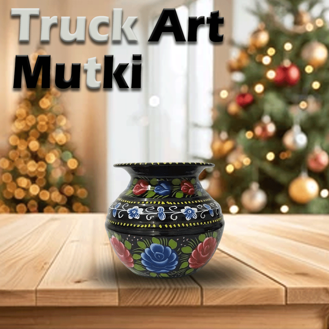 Truck Art Mutki – Hand-Painted Decorative Pot (16.5cm) | Traditional Pakistani Art for Home Décor & Gifts - Image 2