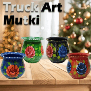 Truck Art Mutki – Hand-Painted Decorative Pot (10cm) | Traditional Pakistani Art for Home Décor & Gifts