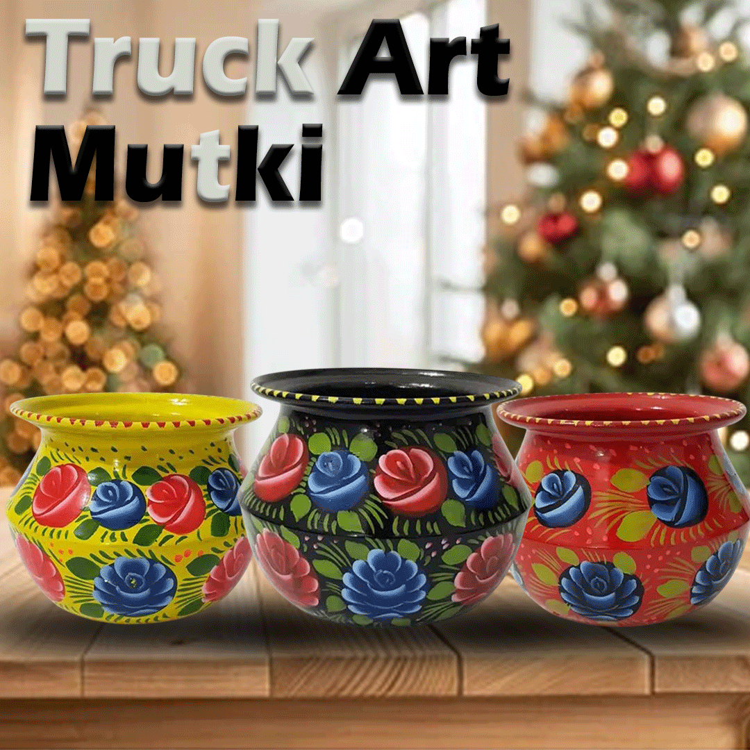 Truck Art Mutki – Hand-Painted Decorative Pot (10cm) | Traditional Pakistani Art for Home Décor & Gifts - Image 4