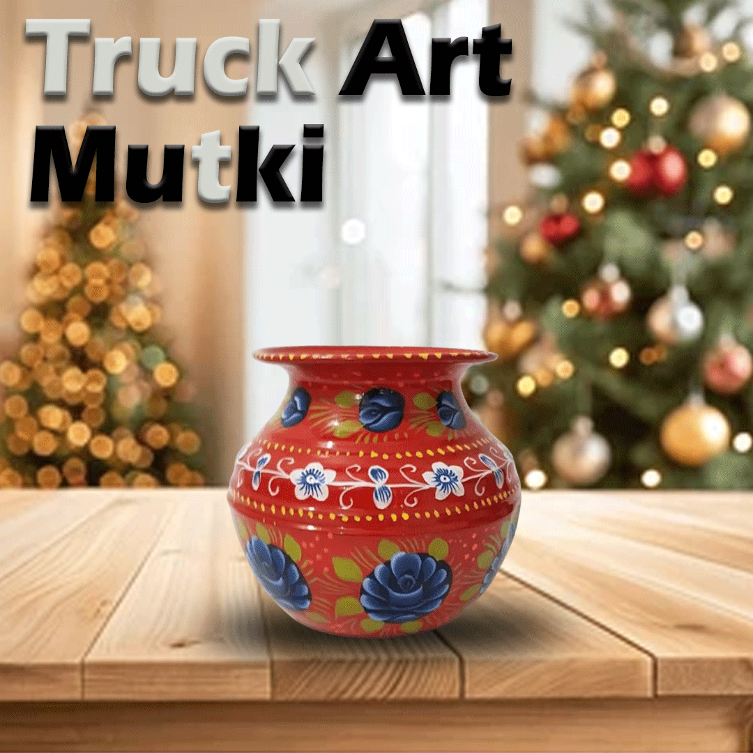 Truck Art Mutki – Hand-Painted Decorative Pot (16.5cm) | Traditional Pakistani Art for Home Décor & Gifts - Image 2