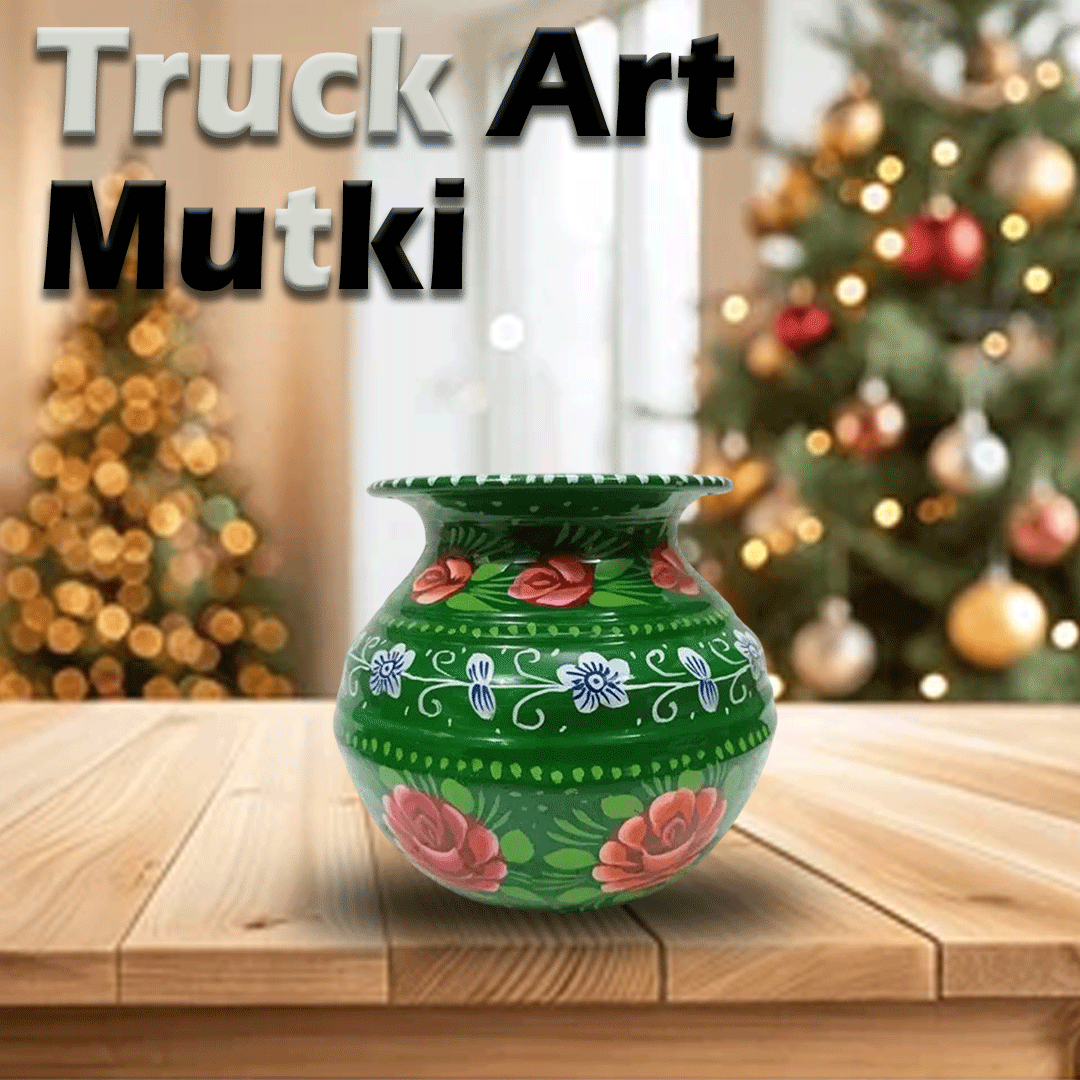 Truck Art Mutki – Hand-Painted Decorative Pot (16.5cm) | Traditional Pakistani Art for Home Décor & Gifts - Image 2
