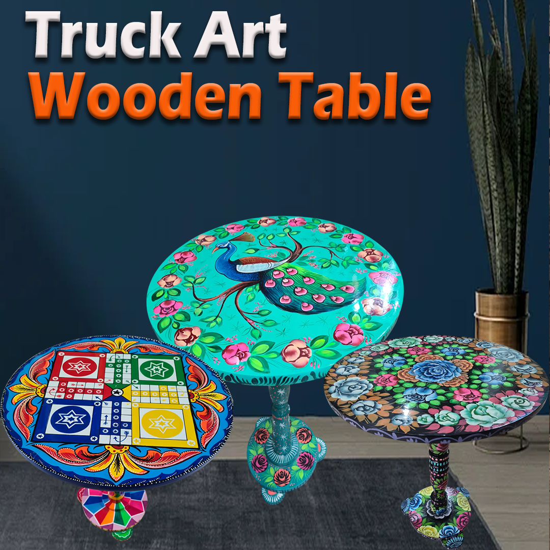 Truck Art Wooden Table (D-45.72 cm | H:53.34 cm) - Image 4