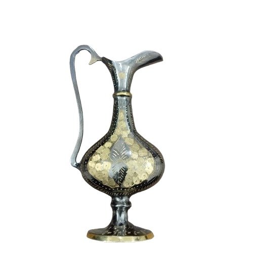 Handcrafted Brass Jug with Gold Floral Design | Elegant Home & Office Décor (20 cm) - Image 3