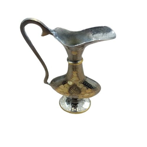 Handcrafted Brass Jug with Gold Floral Design | Elegant Home & Office Décor (20 cm) - Image 4