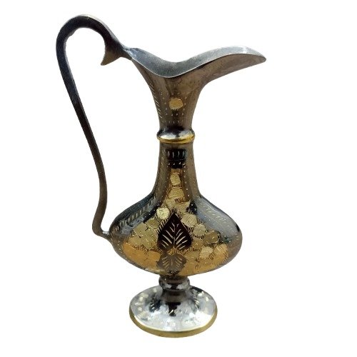 Handcrafted Brass Jug with Gold Floral Design | Elegant Home & Office Décor (20 cm) - Image 6