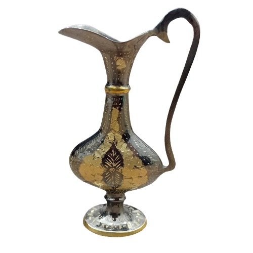Handcrafted Brass Jug with Gold Floral Design | Elegant Home & Office Décor (20 cm) - Image 9