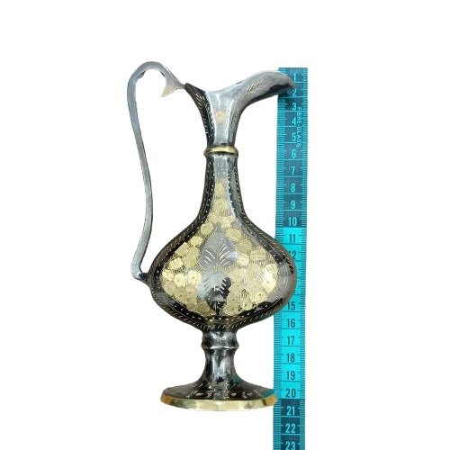 Handcrafted Brass Jug with Gold Floral Design | Elegant Home & Office Décor (20 cm) - Image 10