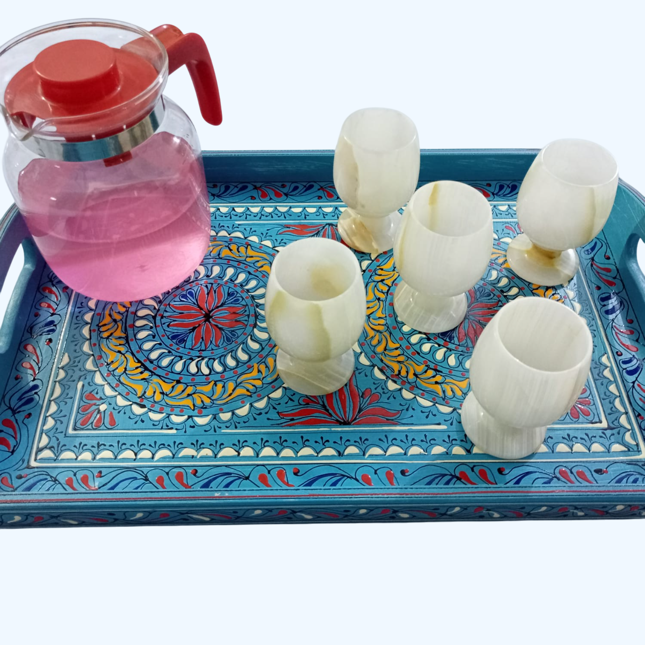 Bundi Work Tray/Pakistani Hand Painted Tray/Homedeccor (Size: L: 45cm, W: 30cm) - Image 9