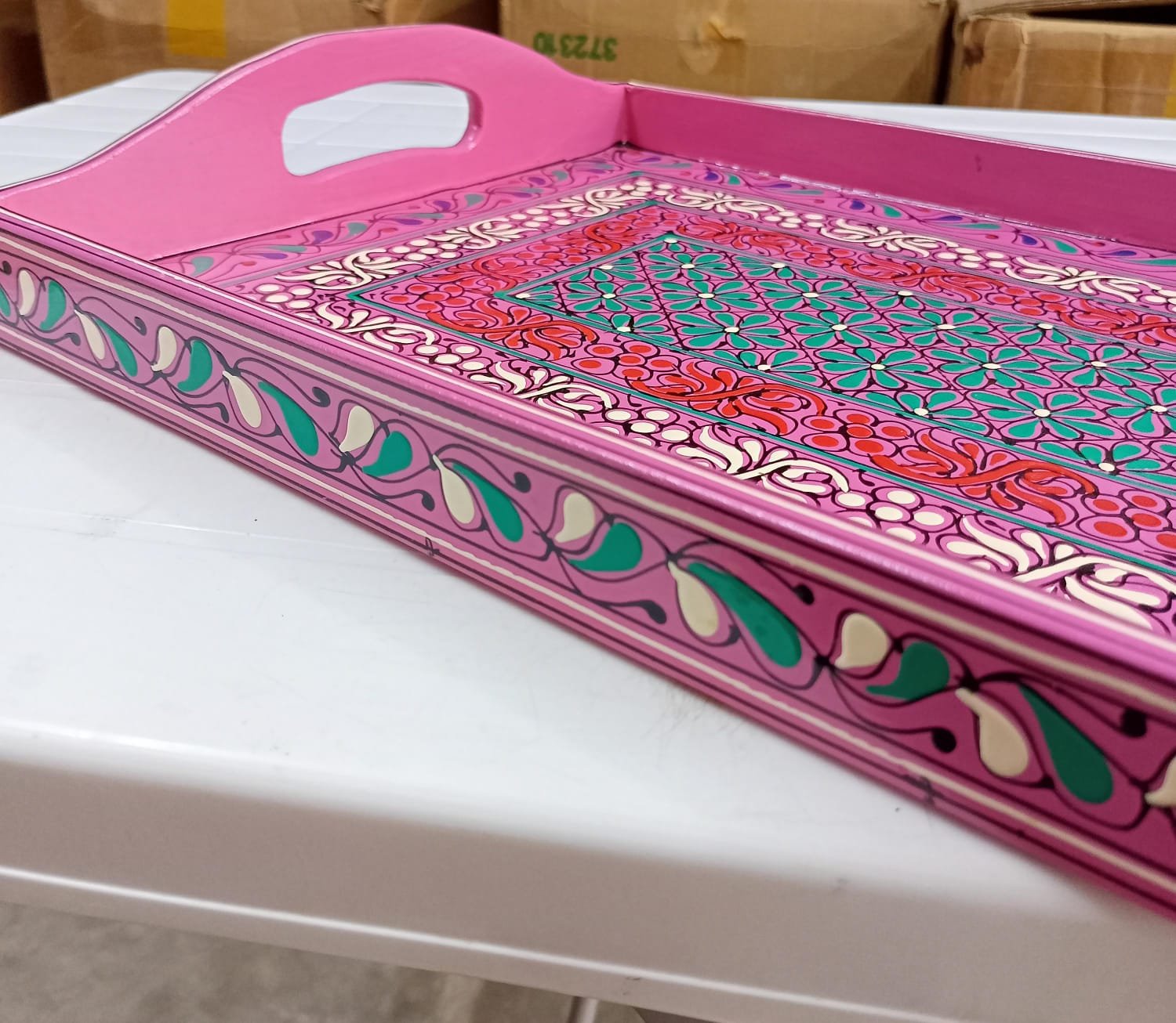 Bundi Work Tray/Pakistani Hand Painted Tray/Homedeccor (Size: L: 45cm, W: 30cm) - Image 10