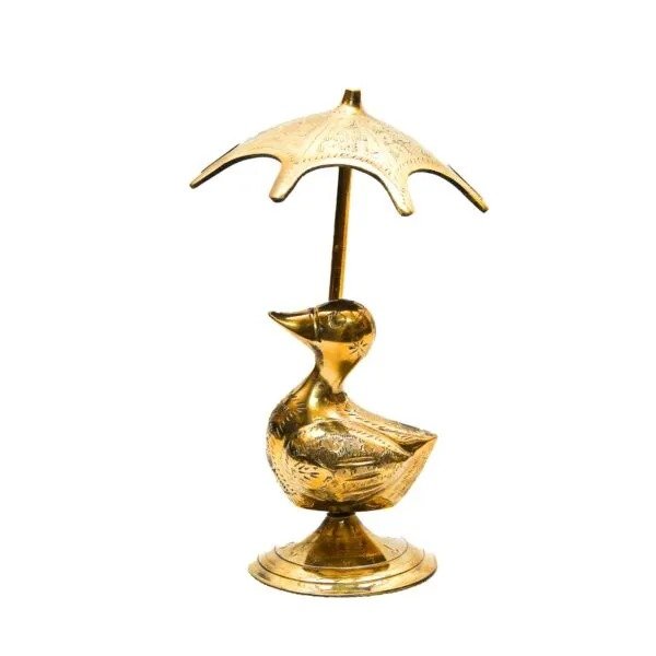 Brass Golden Duck With Umbrella (Size:15 cm) - Image 3