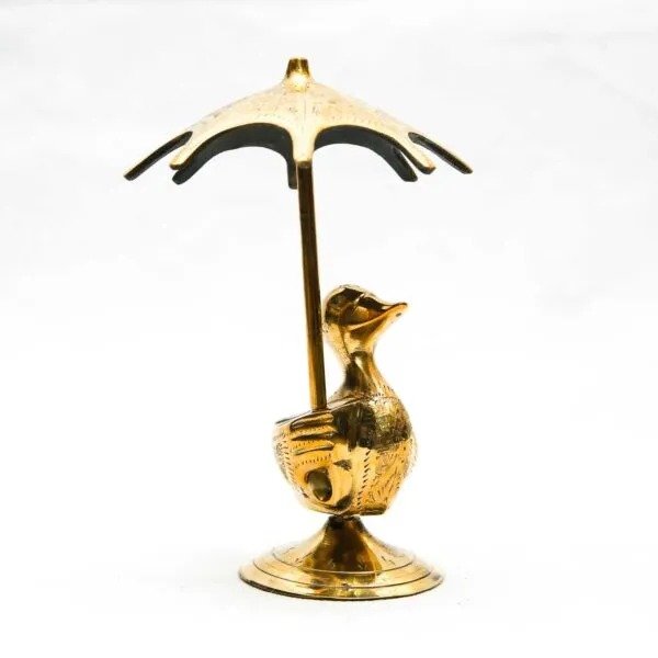 Brass Golden Duck With Umbrella (Size:15 cm) - Image 4