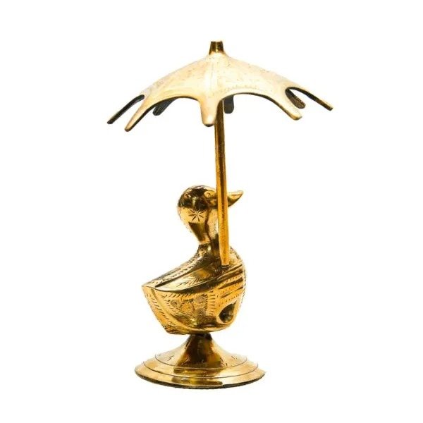 Brass Golden Duck With Umbrella (Size:15 cm) - Image 6