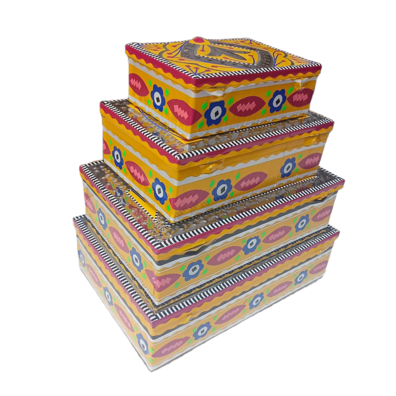 Chamakpatti Box Set (4-Pcs) – Handcrafted Traditional Storage with Vibrant Designs - Image 4