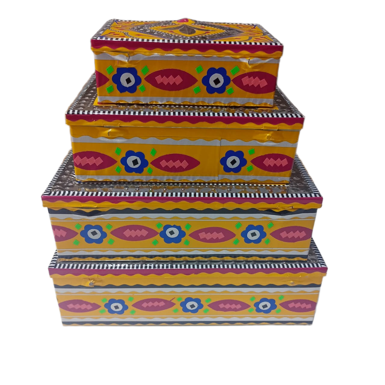 Chamakpatti Box Set (4-Pcs) – Handcrafted Traditional Storage with Vibrant Designs - Image 6