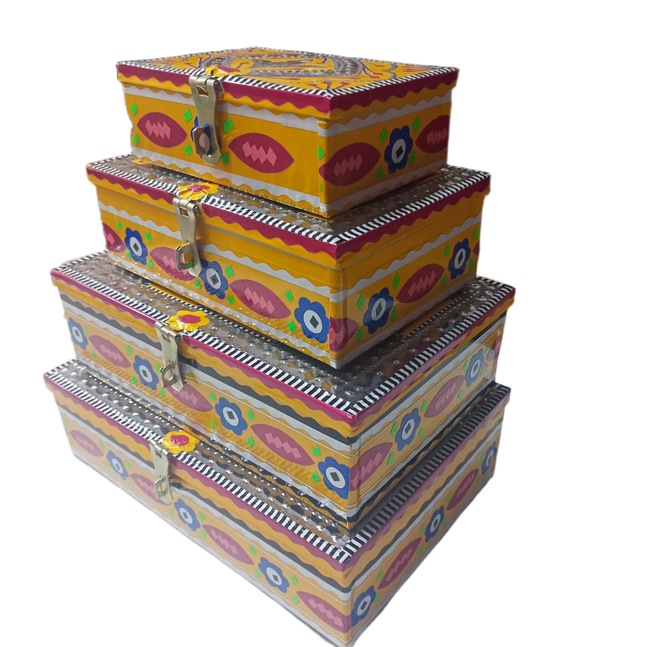 Chamakpatti Box Set (4-Pcs) – Handcrafted Traditional Storage with Vibrant Designs - Image 8