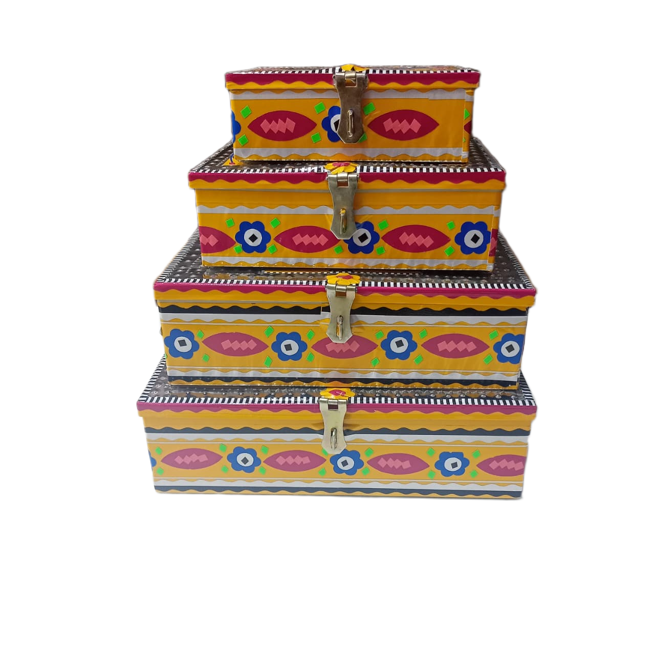 Chamakpatti Box Set (4-Pcs) – Handcrafted Traditional Storage with Vibrant Designs - Image 9