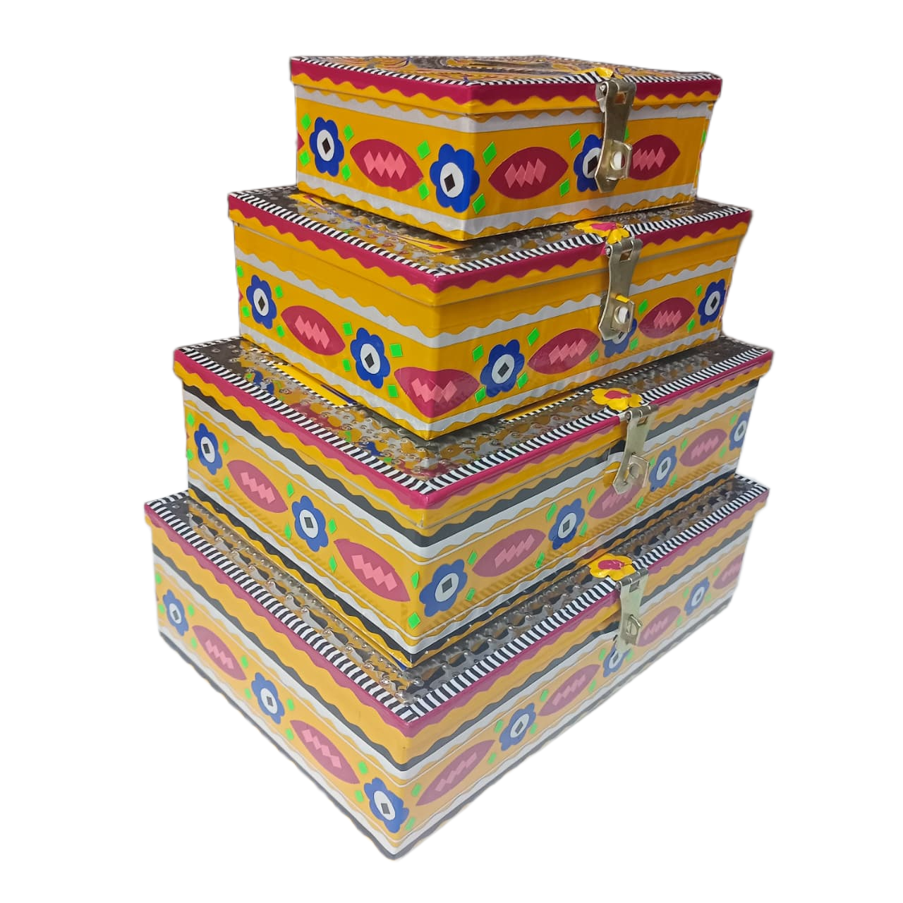 Chamakpatti Box Set (4-Pcs) – Handcrafted Traditional Storage with Vibrant Designs - Image 10