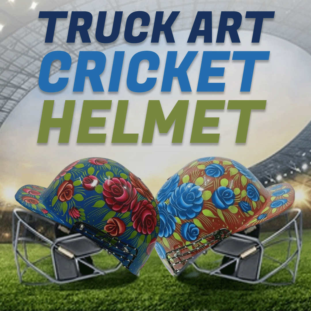 Pakistani Truck Art Cricket Helmet – Hand-Painted Traditional Helmet for Home Decor & Gifts - Image 3