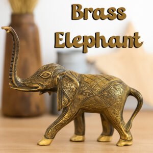 Elegant Handcrafted Brass Elephant Statue – Intricately Detailed Decor Piece (56-Cm)