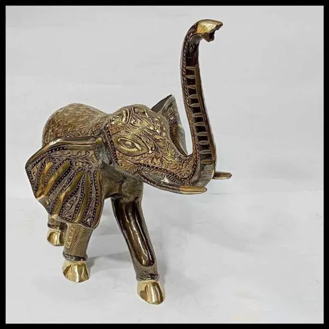 Elegant Handcrafted Brass Elephant Statue – Intricately Detailed Decor Piece (56-Cm) - Image 2