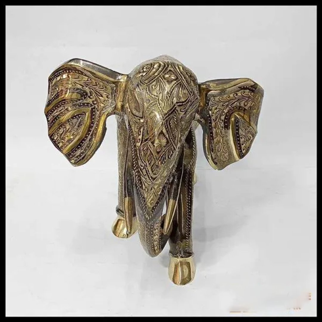 Elegant Handcrafted Brass Elephant Statue – Intricately Detailed Decor Piece (56-Cm) - Image 2