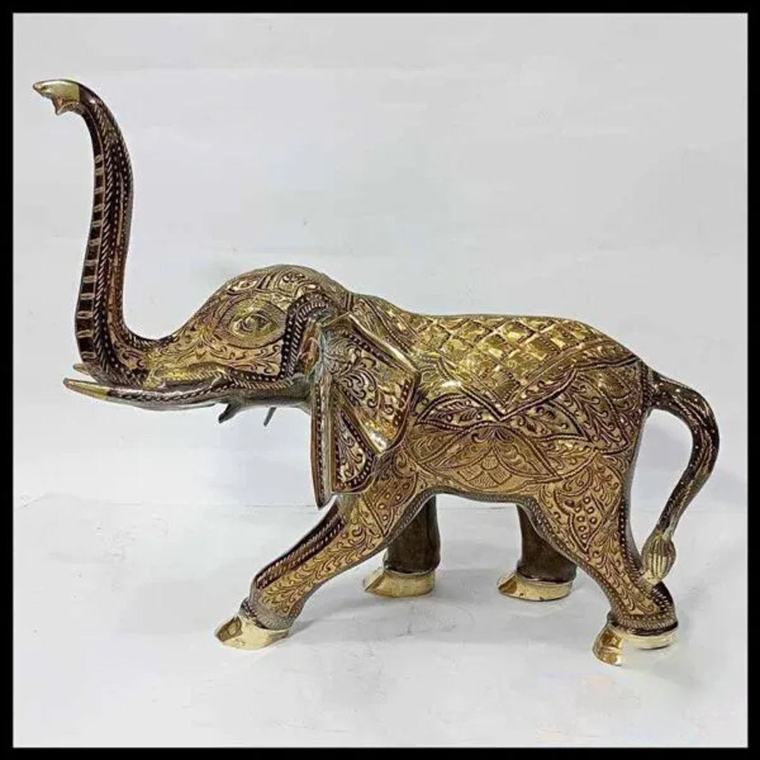Elegant Handcrafted Brass Elephant Statue – Intricately Detailed Decor Piece (56-Cm) - Image 3