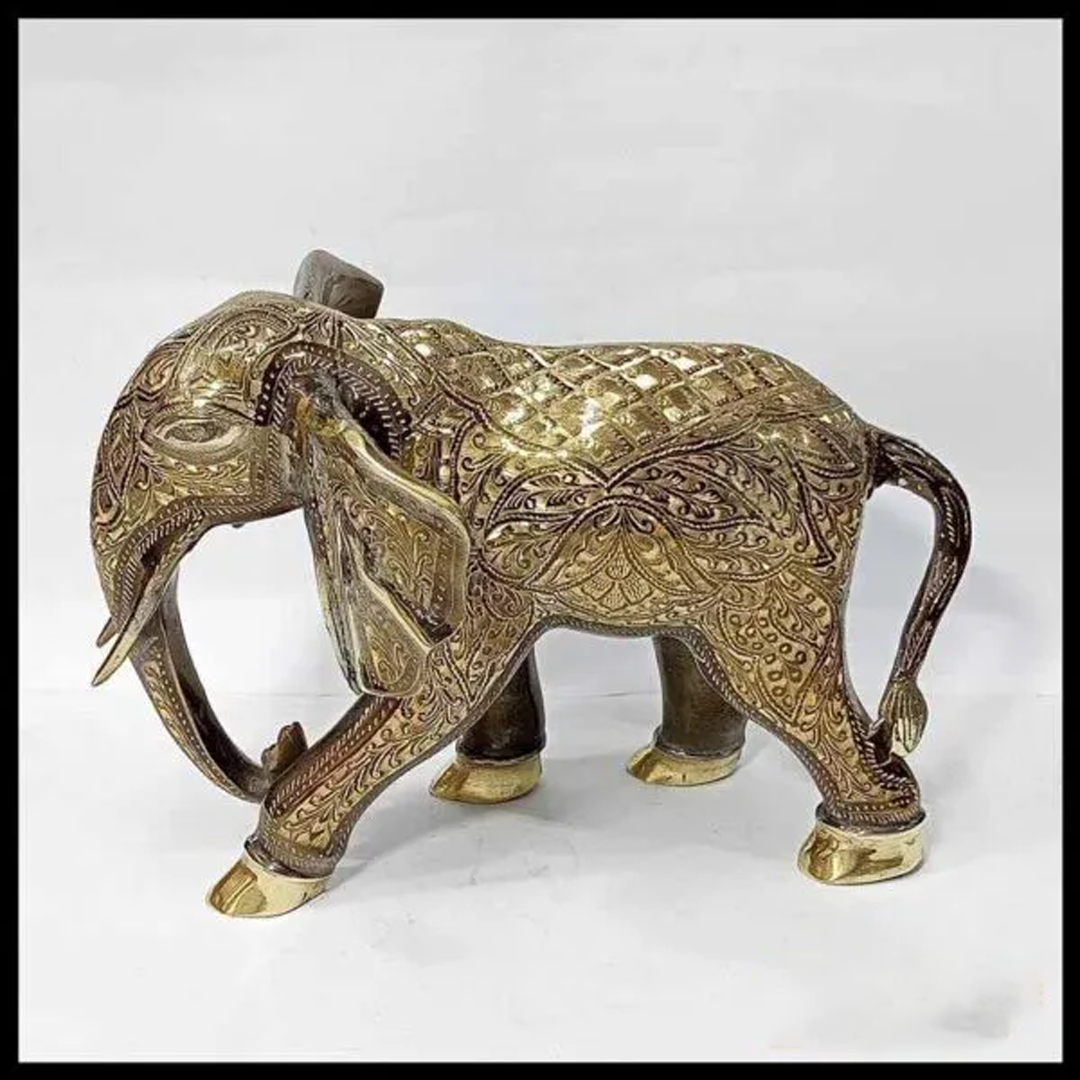 Elegant Handcrafted Brass Elephant Statue – Intricately Detailed Decor Piece (56-Cm) - Image 3